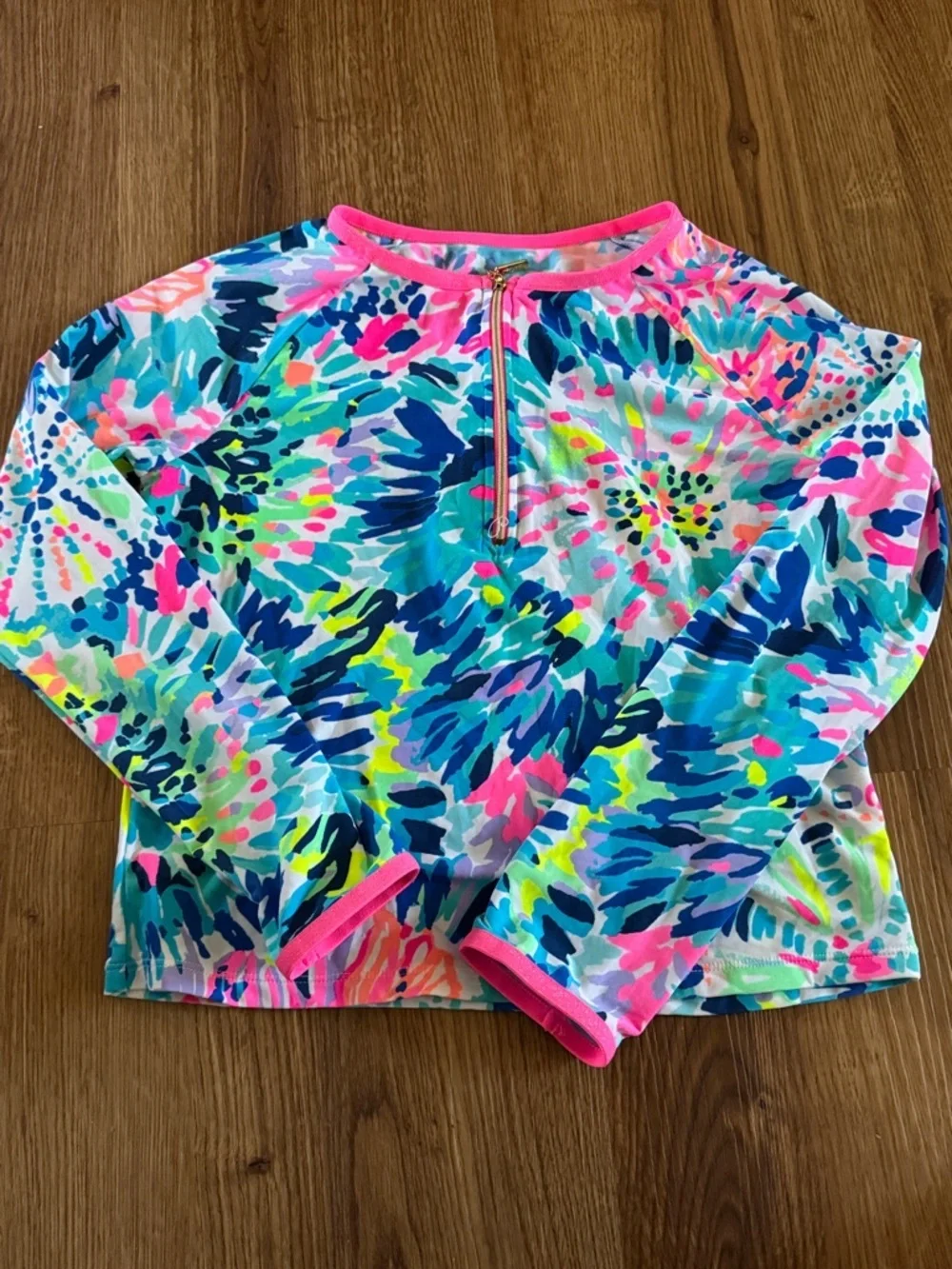 Lilly Pulitzer Girls' Long-Sleeve Floral Rashguard - Blue, Pink, Yellow XL 12/14